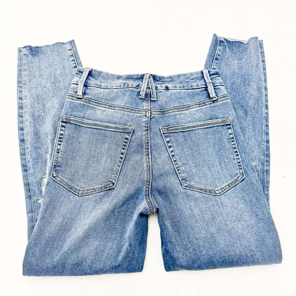Good American Good Legs Blue261 Ripped Raw Hem Denim Jeans SIze 2 / 26